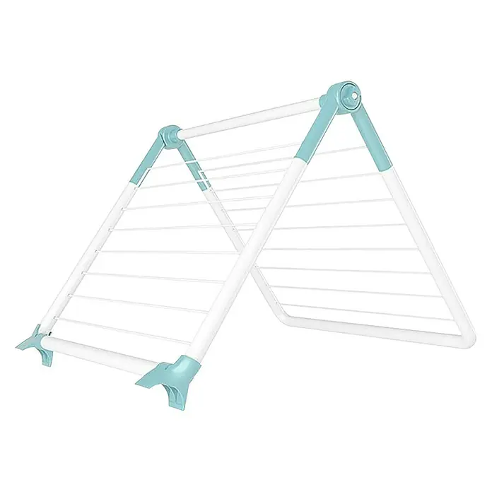 Juwel Stand-Wäscheständer SuperDry Wing - Länge Wäscheleine: 8,8 m, L x B x H: 103,1 x 60,1 x 7,1 cm, Weiß/Mint - Wäscheständer in Weiß und Hellblau mit horizontalen Stäben zum Trocknen von Kleidung, ideal für den Innenbereich. Praktisch und platzsparend.
