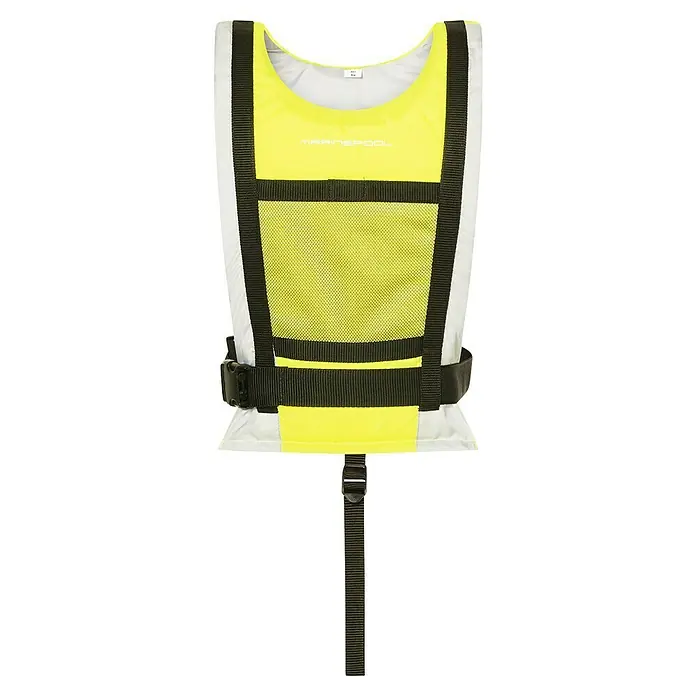 Marinepool Schwimmweste - 40 kg, 50 N, Gelb/Grau - Gelbe Schwimmweste mit schwarzen Gurten und Schnallen für zusätzlichen Halt und Sicherheit im Wasser.