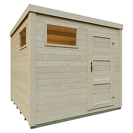 Gerätehaus Kubus (Außenmaß inkl. Dachüberstand (B x T): 237 x 242 cm, Holz, Natur)