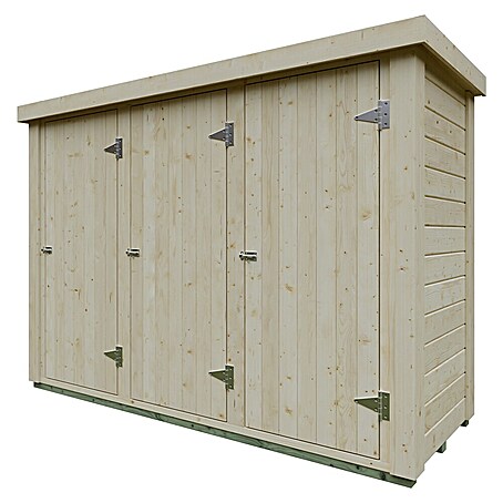 Geräteschrank Rauma (Außenmaß inkl. Dachüberstand (B x T): 244 x 94 cm, Holz, Natur)