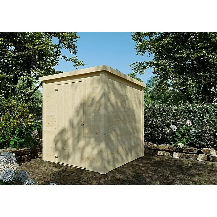 Gerätehaus Salo III - Außenmaß inkl. Dachüberstand (B x T): 193 x 187 cm, Holz, Natur - Stimmungsaufnahme