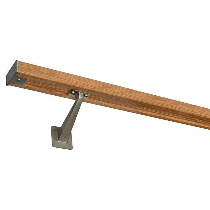 Treba Frewa Handlauf-Set HC3 - Eiche, Unbehandelt, Länge: 1.200 mm - Handlauf aus Holz mit Metallhalterung, ideal für Treppen und Flure. Die Kombination aus Holz und Metall bietet einen modernen Look.