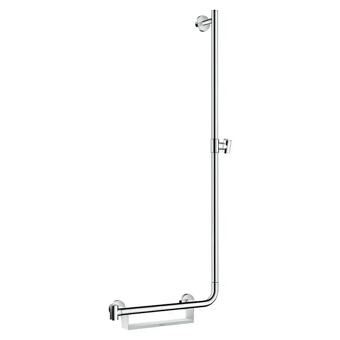 Hansgrohe Brausestange Unica Comfort R - Höhe: 110 cm, Chrom/Weiß - Duschstangenset mit Handlauf. Die Duschstange bietet Komfort und Sicherheit. Ideal für Menschen mit eingeschränkter Mobilität.