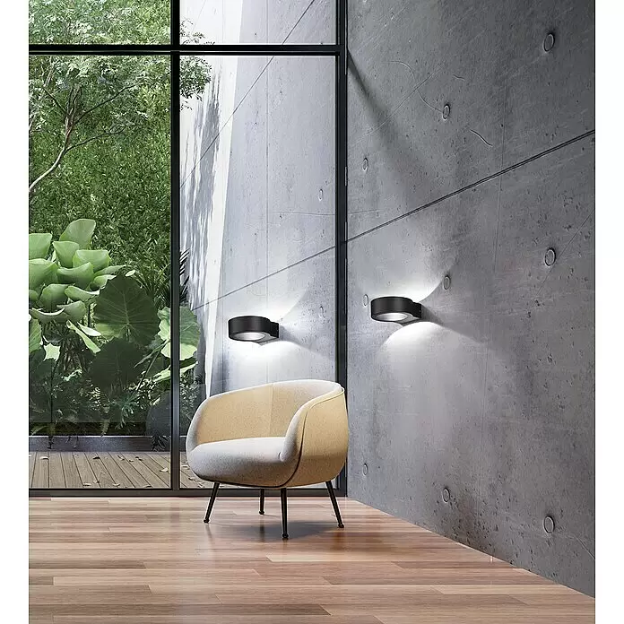Fischer & Honsel LED-Wandleuchte Torres - 3,5 W, L x B x H: 10 x 11 x 10 cm, Schwarz, Warmweiß - Stimmungsaufnahme