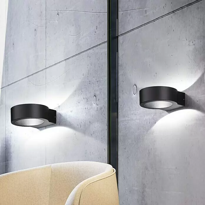 Fischer & Honsel LED-Wandleuchte Torres - 3,5 W, L x B x H: 10 x 11 x 10 cm, Schwarz, Warmweiß - Bildausschnitt