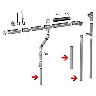 FunkeGruppe Fallrohr (Nennweite: 75 mm, Länge: 250 cm, Kunststoff, Anthrazit)