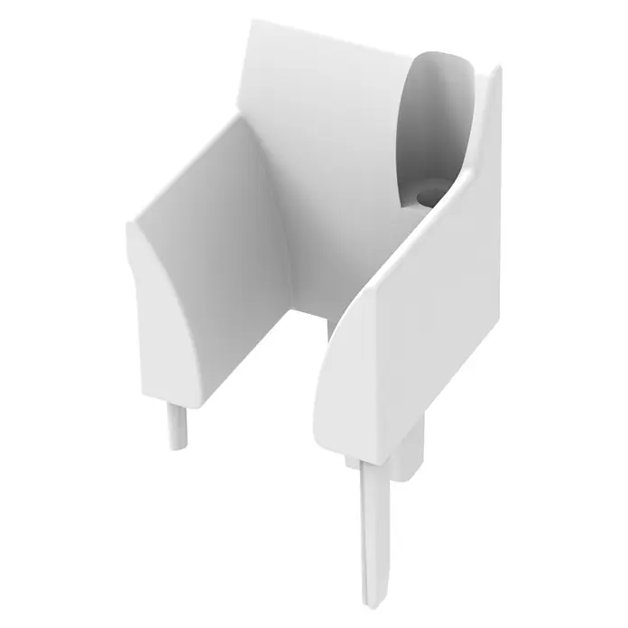 Solid Elements Zubehör-Set für Rollladenführungsschienen - Passend für: Rollladenführungsschiene 1500 mm & 2100 mm - Weiße Kunststoffkomponente für ein Gerät. Das Bauteil hat eine robuste Konstruktion mit röhrenförmiger Öffnung.