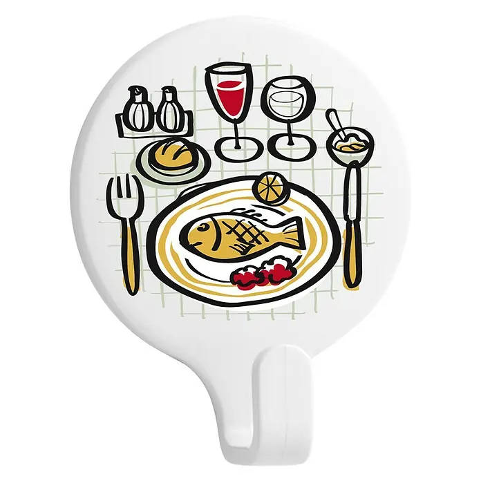 Inofix Colgador adhesivo Mesa - Blanco - Gancho de pared con diseño de mesa de comedor. Práctico y decorativo para cocina o comedor.