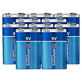 Agfaphoto Batterie (9-Volt-Block, Alkali-Mangan, 6LR61, 9 V, 10 Stk.)