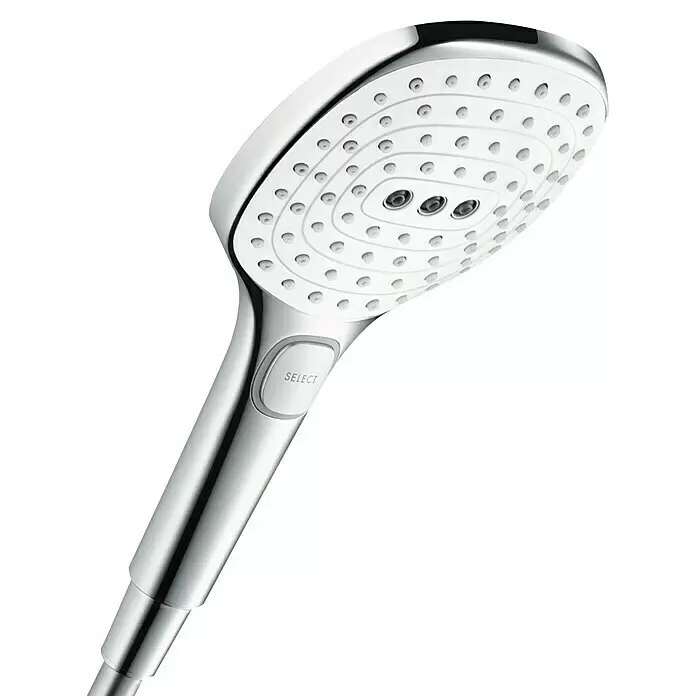 Hansgrohe Raindance Select E Handbrause 120 - Durchmesser: 12 cm, Chrom/Weiß - Detailaufnahme