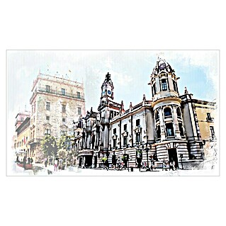 Cuadro pintado a mano Ayuntamiento Valencia (Ayuntamiento Valencia, An x Al: 135 x 80 cm)