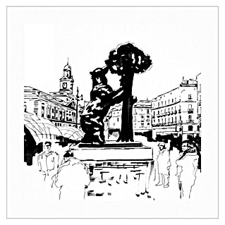 Cuadro pintado a mano Oso y Madroño Madrid (Oso y Madroño, An x Al: 40 x 40 cm)