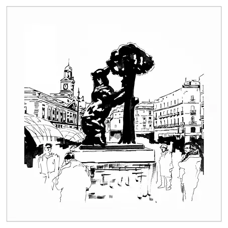 Cuadro pintado a mano Oso y Madroño Madrid