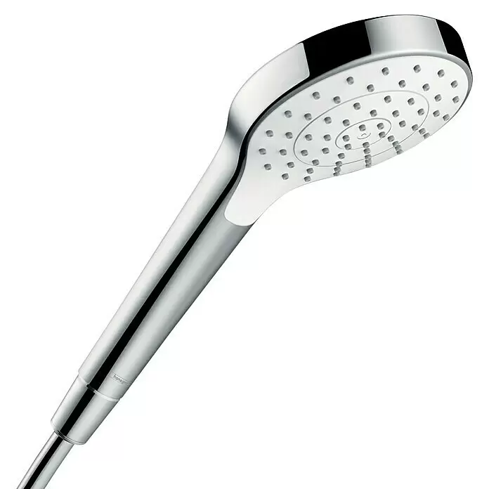 Hansgrohe Croma Handbrause Select S Eco - Durchflussmenge: 9 l/min, Weiß/Silber, Anzahl Strahlarten: 1 Stk. - Verchromte Handbrause mit weißer Strahlscheibe und mehreren Düsen.