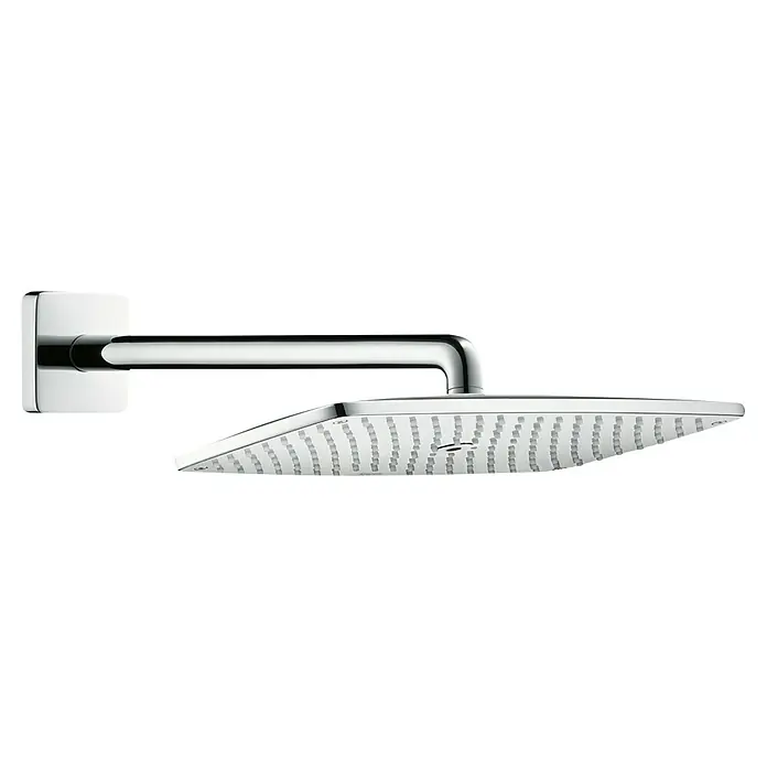 Hansgrohe Raindance E Kopfbrause 360 EcoSmart - 9 l/min, Chrom - Quadratischer, verchromter Duschkopf mit Wandhalterung für ein modernes Badezimmerdesign. Hochwertige Verarbeitung für langanhaltende Freude.