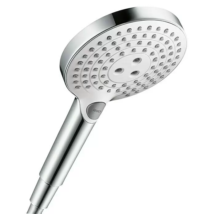 Hansgrohe Raindance Select S Handbrause 120 EcoSmart - Durchmesser: 12,5 cm, Chrom/Weiß - Detailaufnahme
