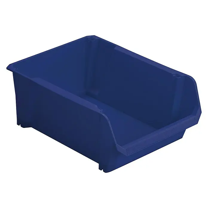 Stanley Sichtlagerkasten - Größe: 3, Blau - Ein blauer Lagerbehälter aus Kunststoff, ideal zur Aufbewahrung von Kleinteilen und zur Organisation von Arbeitsbereichen.