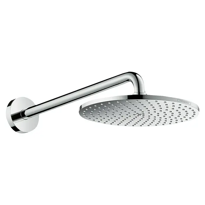 Hansgrohe Raindance S Kopfbrause 240 - Durchmesser: 24 cm, 18,1 l/min, Wandmontage, Chrom - Bild einer Hansgrohe Kopfbrause mit einem runden Design und Chromoberfläche, die für ein modernes Badezimmerambiente sorgt.