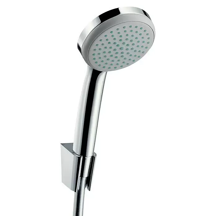 Hansgrohe Croma 100 Brause-Set Mono - Anzahl Strahlarten: 1 Stk., Durchmesser Handbrause: 10 cm, Chrom, Länge Brauseschlauch: 125 cm - Detailaufnahme