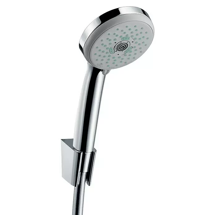 Hansgrohe Croma 100 Brause-Set Multi - Anzahl Strahlarten: 3 Stk., Durchmesser Handbrause: 10 cm, Chrom, Länge Brauseschlauch: 125 cm - Detailaufnahme