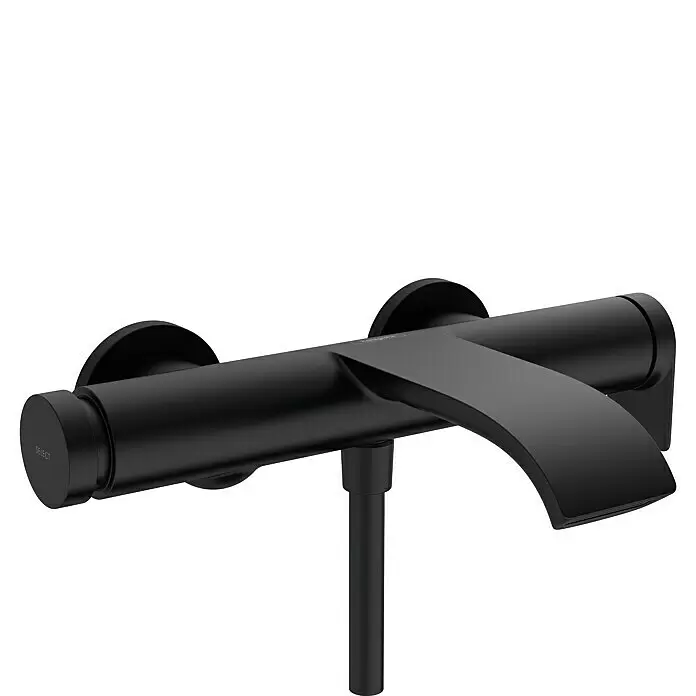Hansgrohe Badewannenarmatur Vivenis - Ausladung Armatur: 216 mm, Schwarz, Matt - Mattschwarze Wand-Brausearmatur mit flachem, gebogenem Auslauf und „SELECT“-Taste.