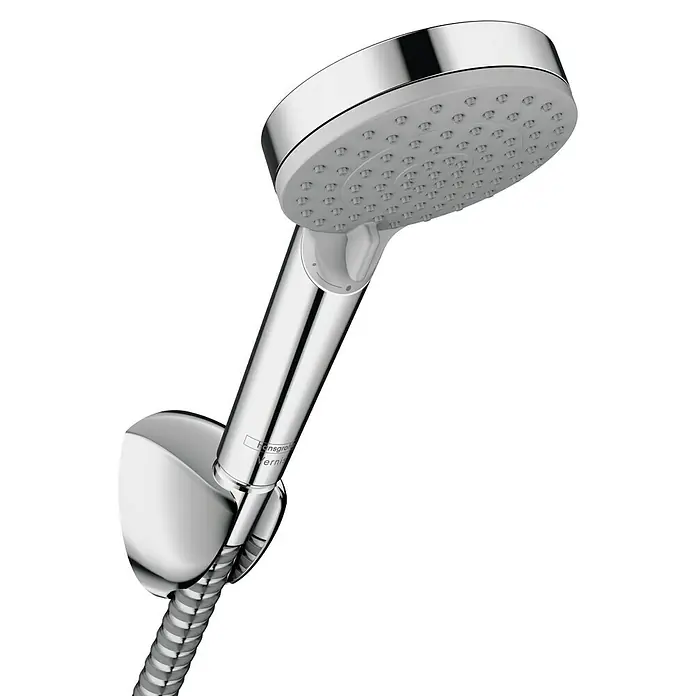 Hansgrohe Vernis Blend Brause-Set 100 - Anzahl Strahlarten: 2 Stk., Durchmesser Handbrause: 10 cm, Chrom - Hansgrohe Handbrause mit Brauseschlauch und Wandhalterung in Chrom für ein modernes Badezimmer.