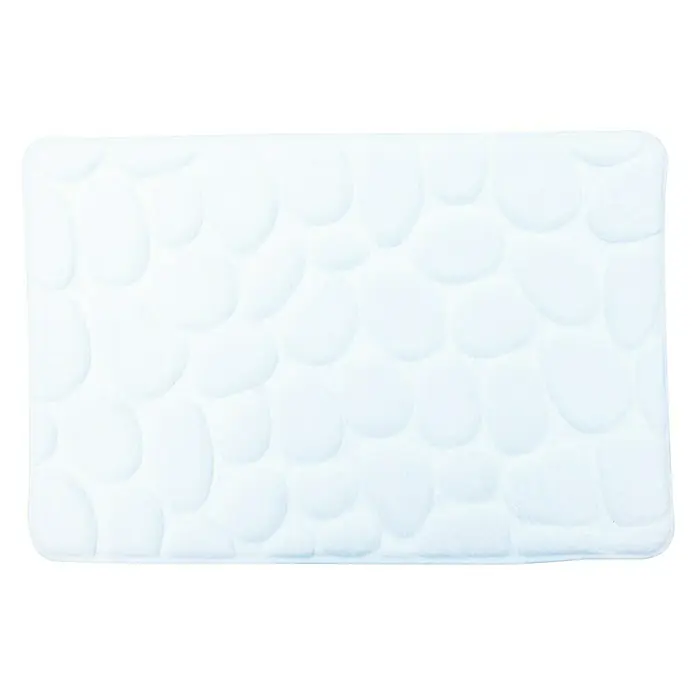 MSV Alfombra de baño Piedras - 60 x 40 cm, Poliéster, Blanco - Alfombra de baño blanca y suave con diseño de guijarros, que aporta confort y estilo a cualquier baño. Base antideslizante para mayor seguridad.