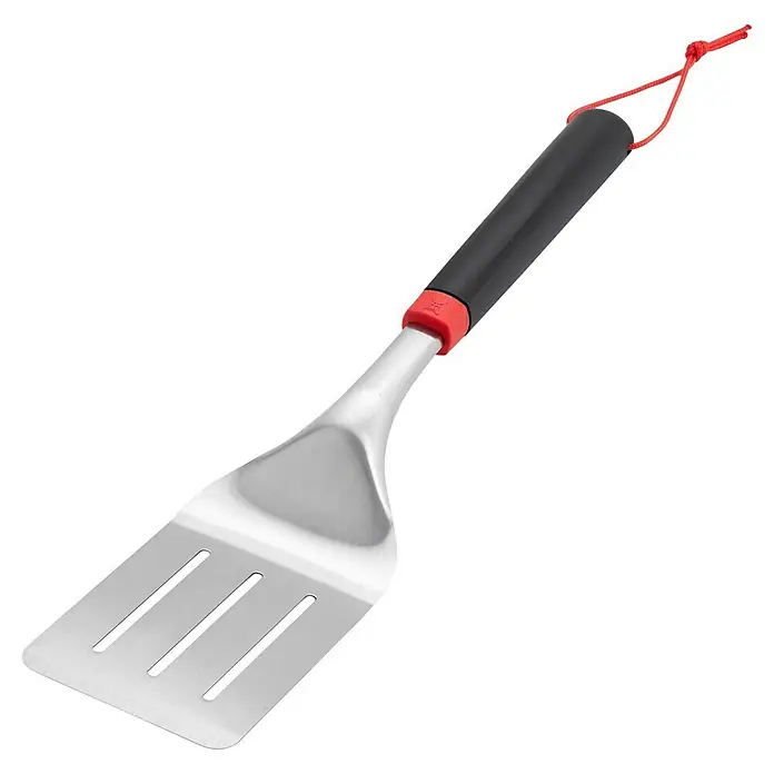 Weber Grillgutwender - Länge: 40,5 cm - Ein Grillwender aus Edelstahl mit schwarzem Griff und roter Schlaufe zum Aufhängen. Ideal zum Wenden von Grillgut.