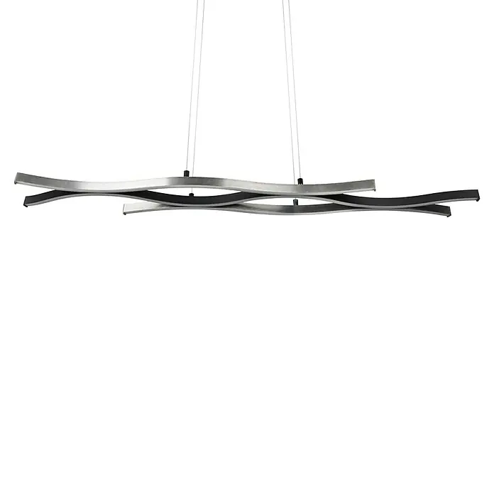 Trio Leuchten Blaze LED-Pendelleuchte - 35 W, L x B x H: 15,5 x 107,5 x 150 cm, Aluminium gebürstet, Mehrfarbig - Moderne LED-Hängeleuchte mit geschwungenen silbernen Akzenten. Elegantes Design für stilvolle Beleuchtung im Wohnraum.