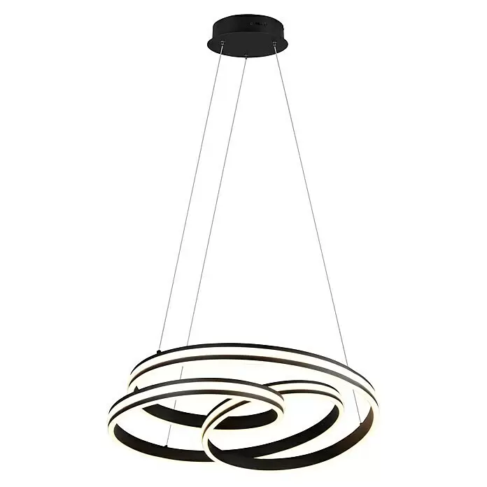 Trio Leuchten Nuria LED-Pendelleuchte rund - 60 W, Ø x H: 60 x 150 cm, Schwarz matt, Mehrfarbig - Vorderansicht