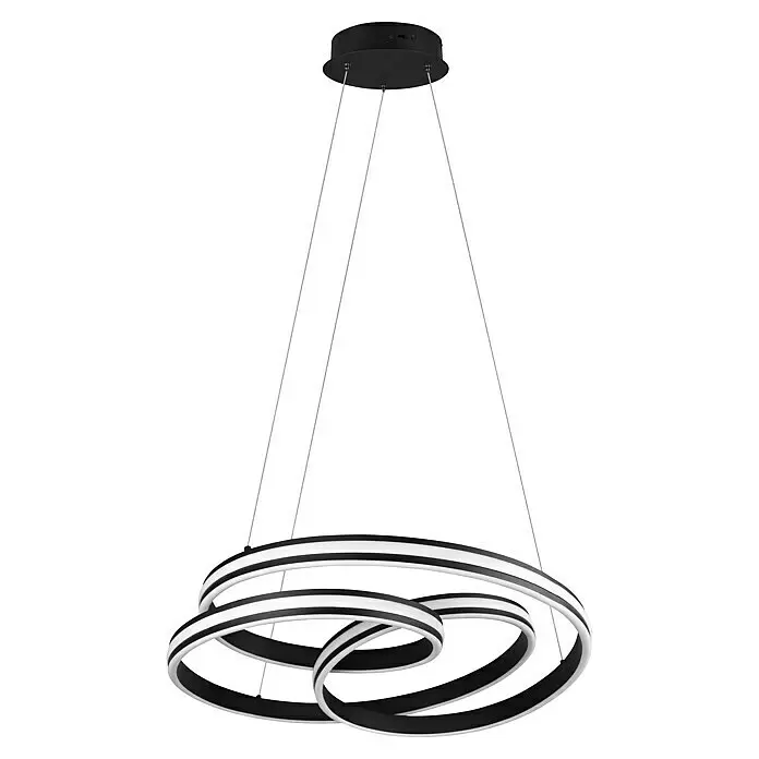 Trio Leuchten Nuria LED-Pendelleuchte rund - 60 W, Ø x H: 60 x 150 cm, Schwarz matt, Mehrfarbig - Vorderansicht