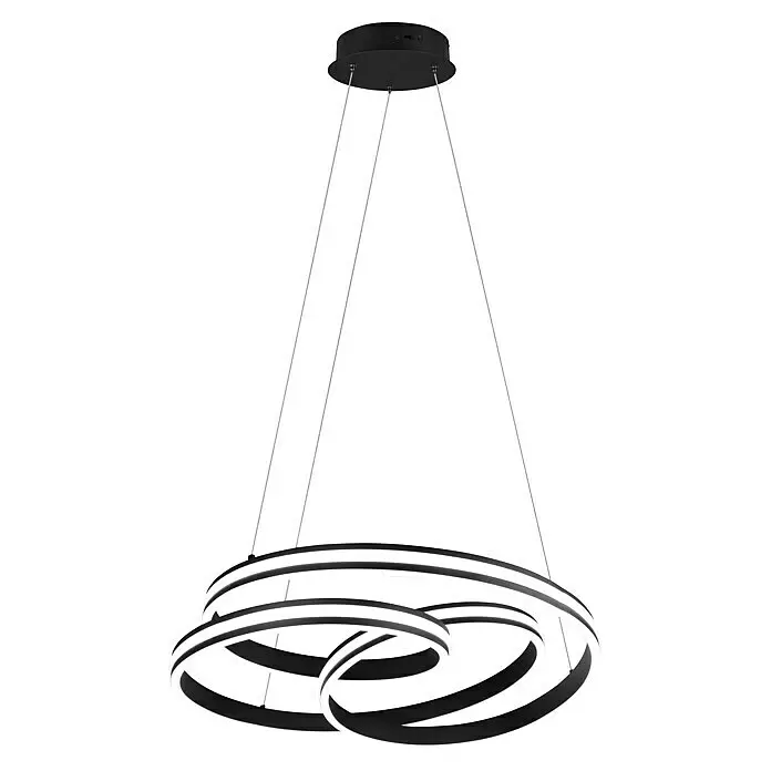 Trio Leuchten Nuria LED-Pendelleuchte rund - 60 W, Ø x H: 60 x 150 cm, Schwarz matt, Mehrfarbig - Vorderansicht