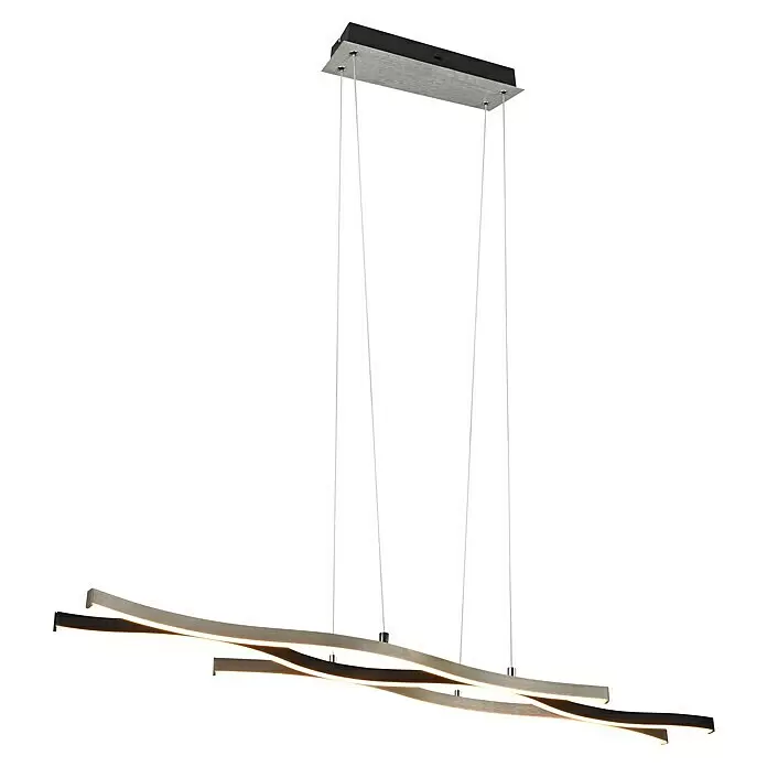 Trio Leuchten Blaze LED-Pendelleuchte - 35 W, L x B x H: 15,5 x 107,5 x 150 cm, Aluminium gebürstet, Mehrfarbig - Diagonale Ansicht