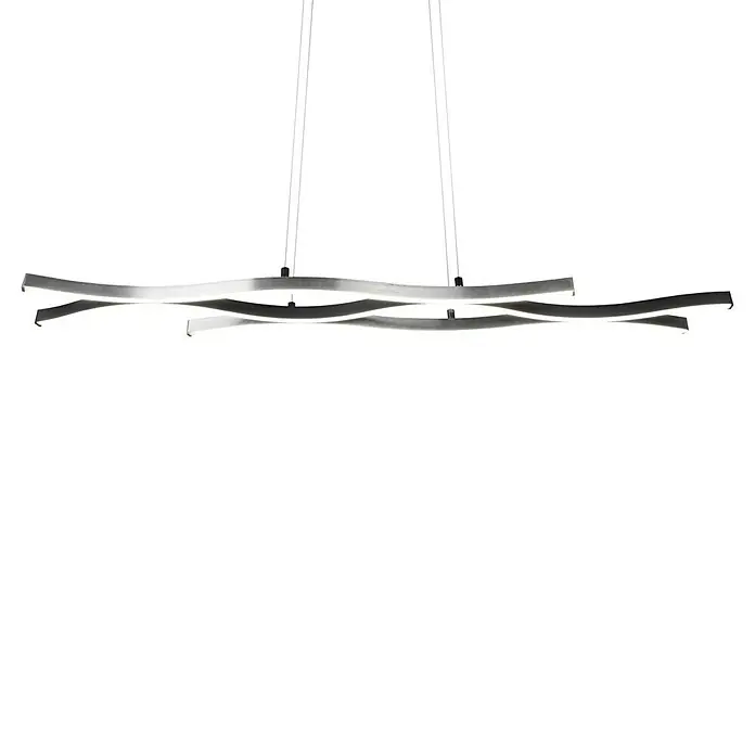 Trio Leuchten Blaze LED-Pendelleuchte - 35 W, L x B x H: 15,5 x 107,5 x 150 cm, Aluminium gebürstet, Mehrfarbig - Moderne LED-Pendelleuchte mit geschwungenem Design. Die Lampe ist ideal für Esszimmer und Wohnzimmer und sorgt für eine angenehme Beleuchtung.