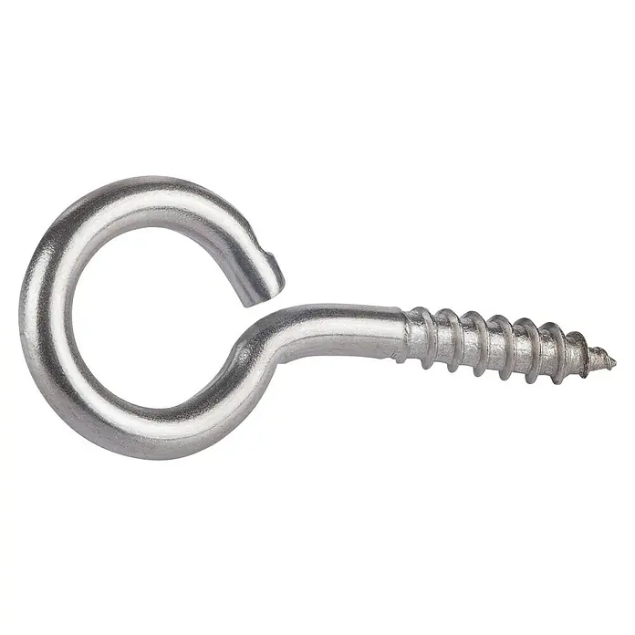 Suki Hembrilla cerrada inox A2 - Ø x L: 3,8 x 25 mm, 1 ud. - Primer plano de un cáncamo de argolla plateado, ideal para colgar objetos ligeros. Perfecto para proyectos de bricolaje.