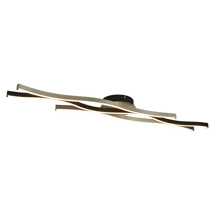Trio Leuchten Blaze LED-Deckenleuchte - 35 W, L x B x H: 18 x 107,5 x 7 cm, Aluminium gebürstet, Mehrfarbig - Moderne LED-Deckenleuchte mit geschwungenen Formen und warmweißem Licht für eine stilvolle Beleuchtung im Raum.
