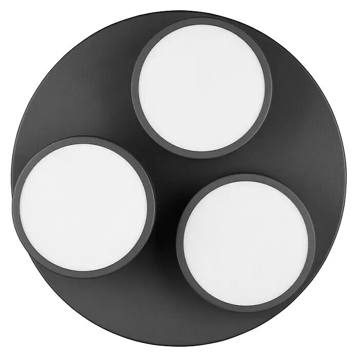 Trio Leuchten LED-Deckenleuchte rund - 8,5 W, Ø x H: 35 x 13 cm, Anthrazit, Warmweiß - Dunkelgraue runde Deckenleuchte mit drei integrierten weißen LED-Modulen.