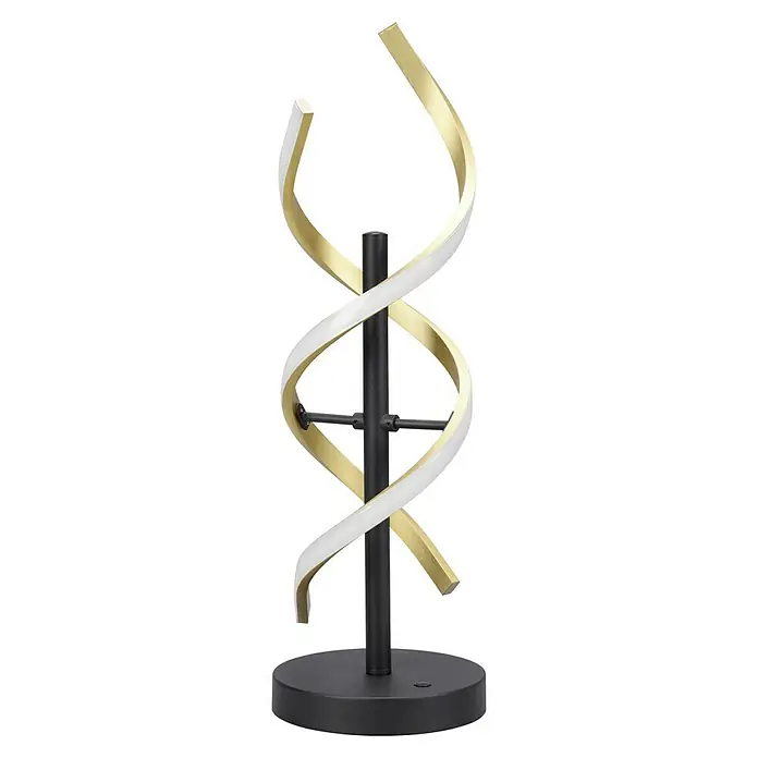 Trio Leuchten Sequence LED-Tischleuchte - 20,5 W, Messing matt, Mehrfarbig - Elegante DNA-Tischleuchte mit goldenen Akzenten und LED-Beleuchtung für ein modernes Ambiente.\n