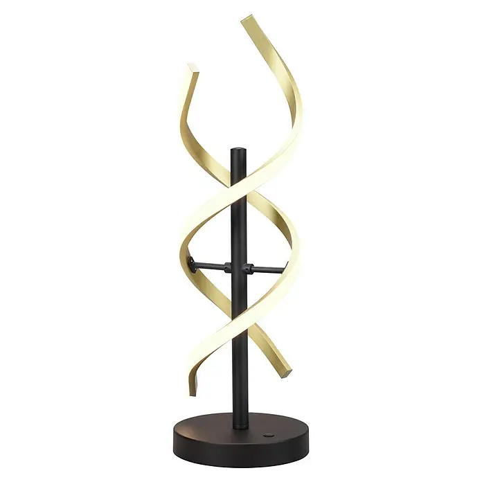 Trio Leuchten Sequence LED-Tischleuchte - 20,5 W, Messing matt, Mehrfarbig - Attraktive LED-Tischleuchte mit spiralförmigem Design in Goldoptik und einem eleganten schwarzen Standfuß für eine moderne Beleuchtung.