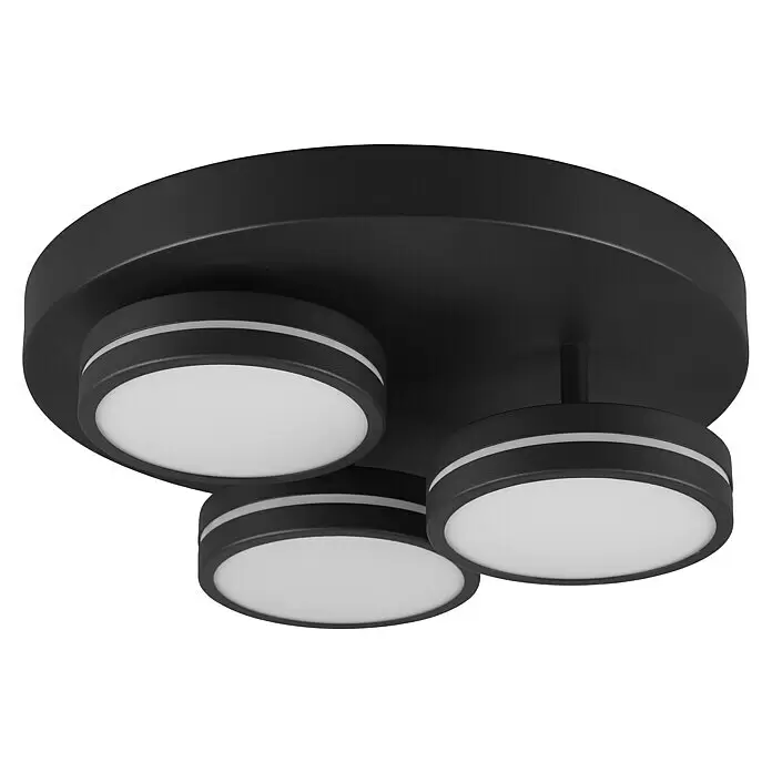 Trio Leuchten LED-Deckenleuchte rund - 8,5 W, Ø x H: 35 x 13 cm, Anthrazit, Warmweiß - Schwarze moderne Deckenleuchte mit drei runden LED-Leuchten.