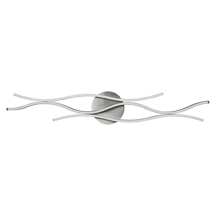 Trio Leuchten Blaze LED-Deckenleuchte - 35 W, L x B x H: 18 x 107,5 x 7 cm, Aluminium gebürstet, Mehrfarbig - Moderne LED-Deckenleuchte mit geschwungenen Armen und zentraler Scheibe, ideal für stilvolle Beleuchtung.
