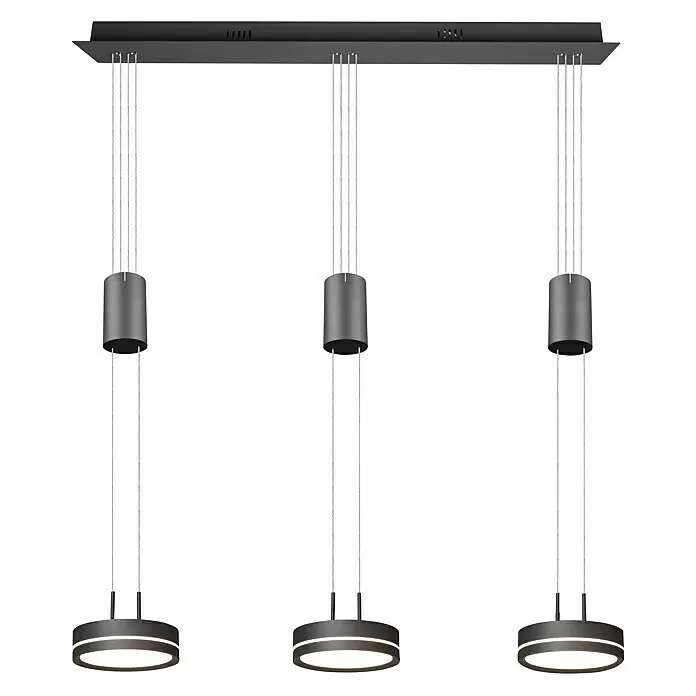 Trio Leuchten LED-Pendelleuchte - 9 W, L x B x H: 14 x 85 x 150 cm, Anthrazit, Warmweiß - Vorderansicht