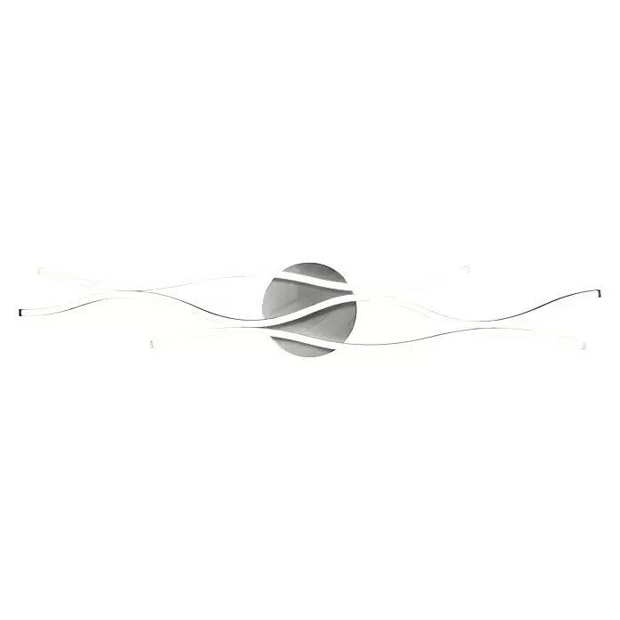 Trio Leuchten Blaze LED-Deckenleuchte - 35 W, L x B x H: 18 x 107,5 x 7 cm, Aluminium gebürstet, Mehrfarbig - Silberne runde Wandleuchte mit vier wellenförmigen integrierten LED-Streifen.