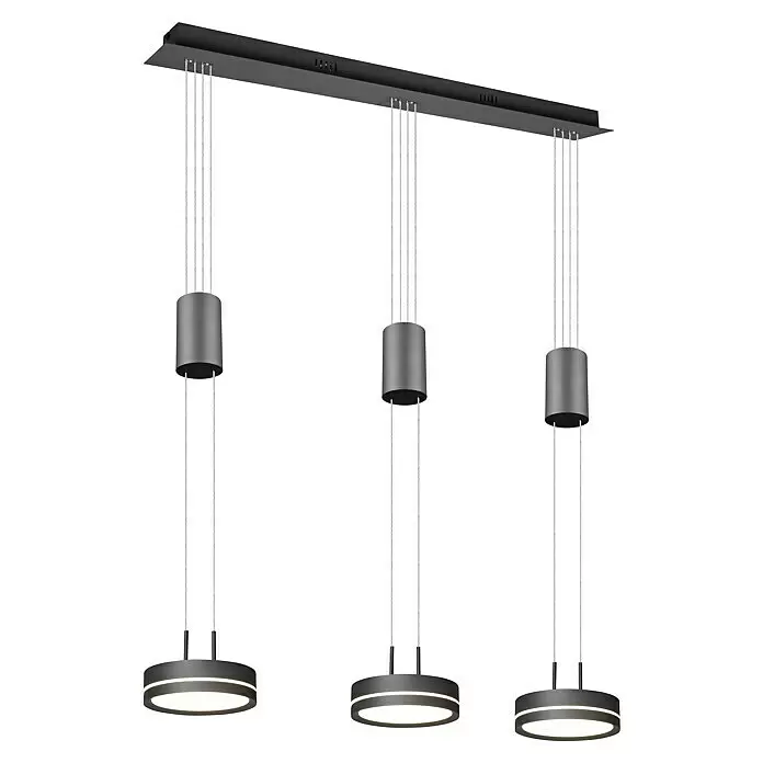 Trio Leuchten LED-Pendelleuchte - 9 W, L x B x H: 14 x 85 x 150 cm, Anthrazit, Warmweiß - Diagonale Ansicht