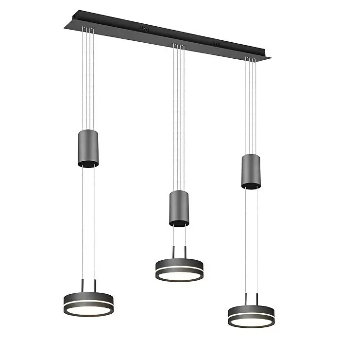 Trio Leuchten LED-Pendelleuchte - 9 W, L x B x H: 14 x 85 x 150 cm, Anthrazit, Warmweiß - Diagonale Ansicht