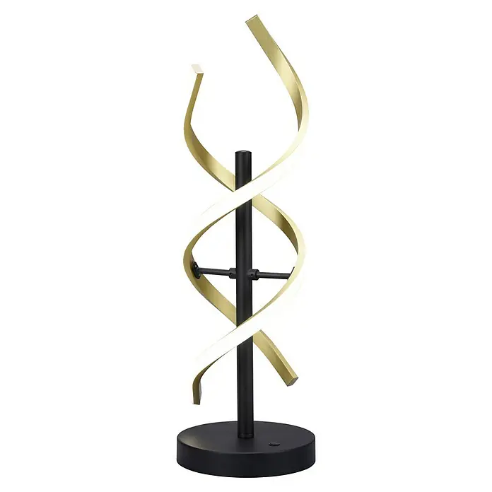 Trio Leuchten Sequence LED-Tischleuchte - 20,5 W, Messing matt, Mehrfarbig - Eine moderne LED-Tischleuchte in Gold und Schwarz, die ein spiralförmiges Design aufweist. Die Lampe ist ein echter Blickfang.
