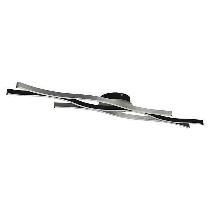 Trio Leuchten Blaze LED-Deckenleuchte - 35 W, L x B x H: 18 x 107,5 x 7 cm, Aluminium gebürstet, Mehrfarbig - Moderne LED-Deckenleuchte mit geschwungenen Elementen in Schwarz und Silber für stilvolle Beleuchtung im Raum.