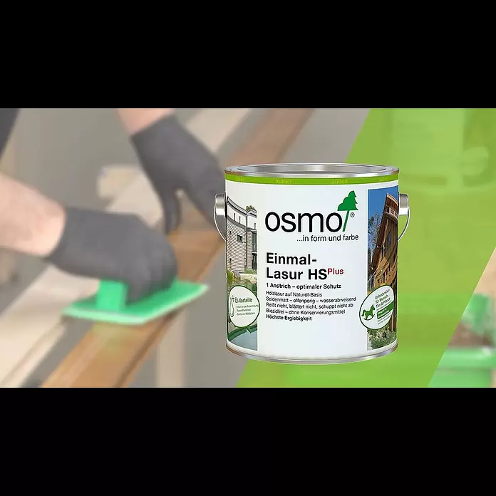 Osmo Holzlasur HSPlus 9211 - Fichte Weiß, 750 ml, Seidenmatt - Einmal-Lasur HS Plus