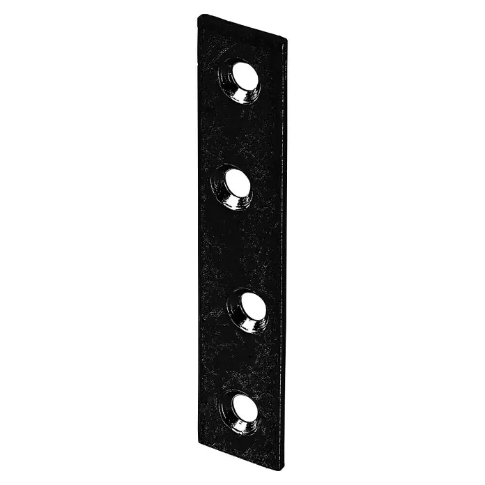 Vormann Verbindungsblech - L x B: 96 x 15 mm, Stärke: 2 mm, Schwarz - Schwarzer Metallverbinder mit vier Löchern. Eine solide und langlebige Verstärkung für verschiedene Konstruktionsprojekte.