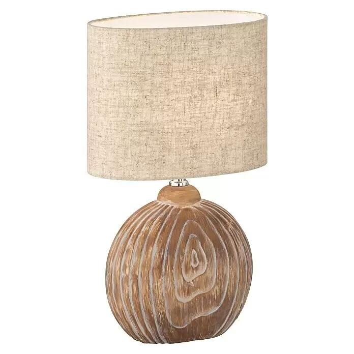 Fischer & Honsel Tischleuchte - 25 W, L x B x H: 140 x 18 x 18 cm, Holzfarben, E14 - Diagonale Ansicht
